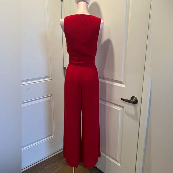Reformation NEW Patti Jumpsuit in Cherry Red Romper Flare Wide Leg Sz 2 RARE - Picture 13 of 15